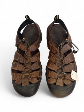 Keen Men's Newport Leather Waterproof Trail Bison Brown Closed-Toe Sandals 11.5